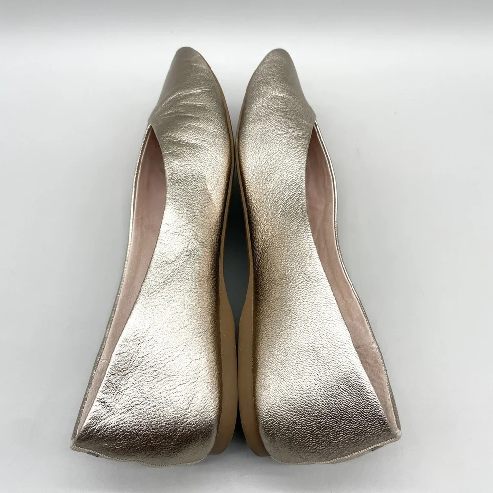 Birdies Womens 9 Goldfinch Ballet Flats Shoe Champagne Metallic Leather Cocktail